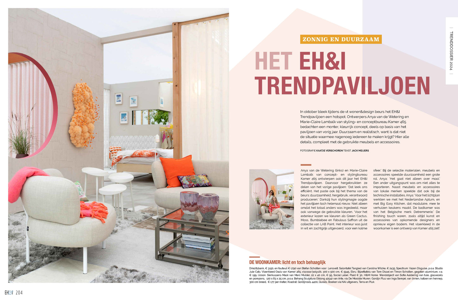 GESPOT IN EIGEN HUIS & INTERIEUR NO. 6, TRENDDOSSIER 2024: HET ZONNIGE EN DUURZAME EH&I TRENDPAVILJOEN