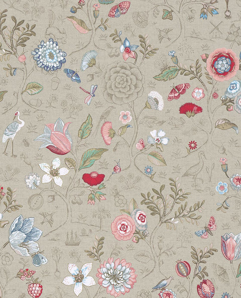 EIJFFINGER Pip Studio IV 375001 - Afbeelding 1 - Naturel, Multi, Landelijk, Romantisch, Pip Studio, Dieren, Vogels, Bloemen