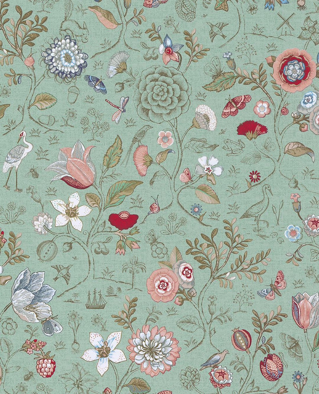 EIJFFINGER Pip Studio IV 375002 - Afbeelding 1 - Multi, Groen, Landelijk, Romantisch, Pip Studio, Dieren, Vogels, Bloemen