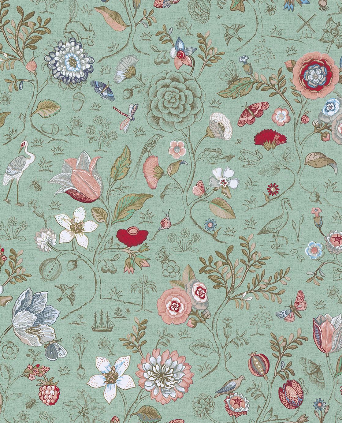 EIJFFINGER Pip Studio IV 375002 - Afbeelding 1 - Multi, Groen, Landelijk, Romantisch, Pip Studio, Dieren, Vogels, Bloemen