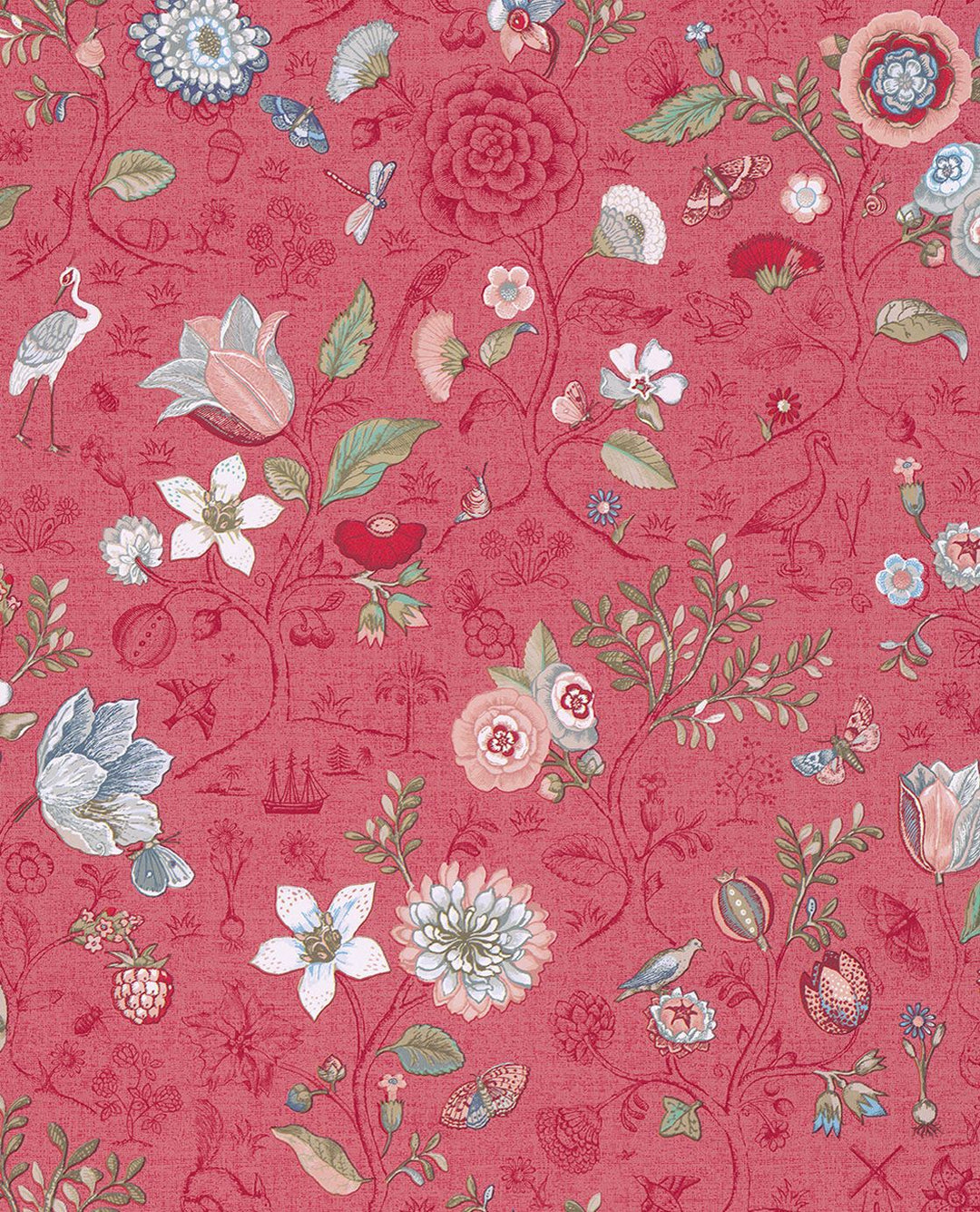 EIJFFINGER Pip Studio IV 375004 - Afbeelding 1 - Multi, Rood, Rood, Landelijk, Romantisch, Pip Studio, Dieren, Vogels, Bloemen
