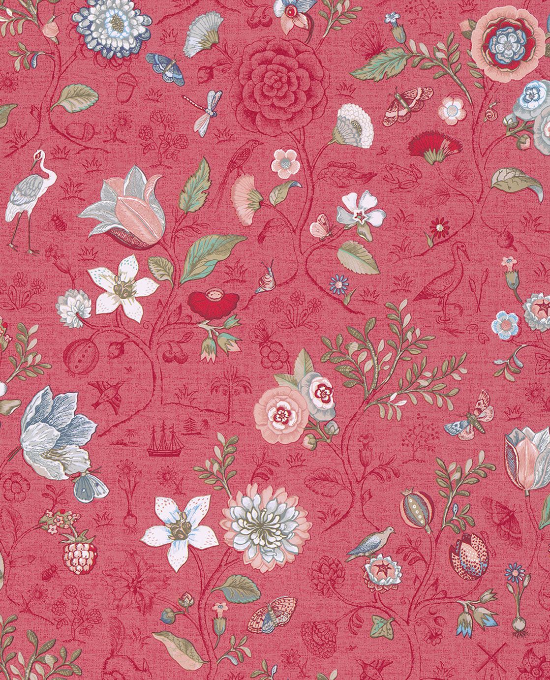 EIJFFINGER Pip Studio IV 375004 - Afbeelding 1 - Multi, Rood, Rood, Landelijk, Romantisch, Pip Studio, Dieren, Vogels, Bloemen