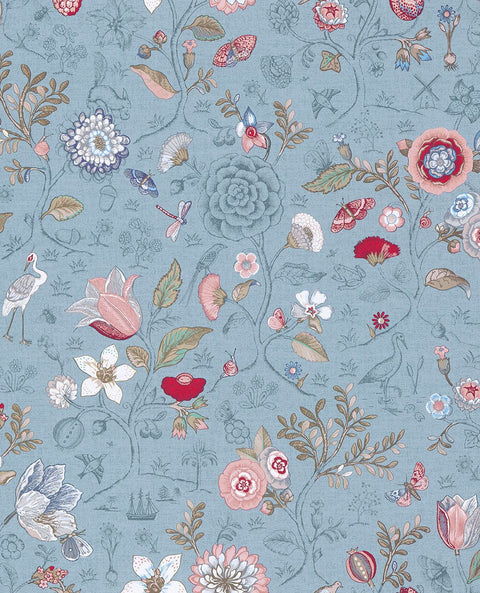 EIJFFINGER Pip Studio IV 375005 - Afbeelding 1 - Multi, Blauw, Landelijk, Romantisch, Pip Studio, Dieren, Vogels, Bloemen