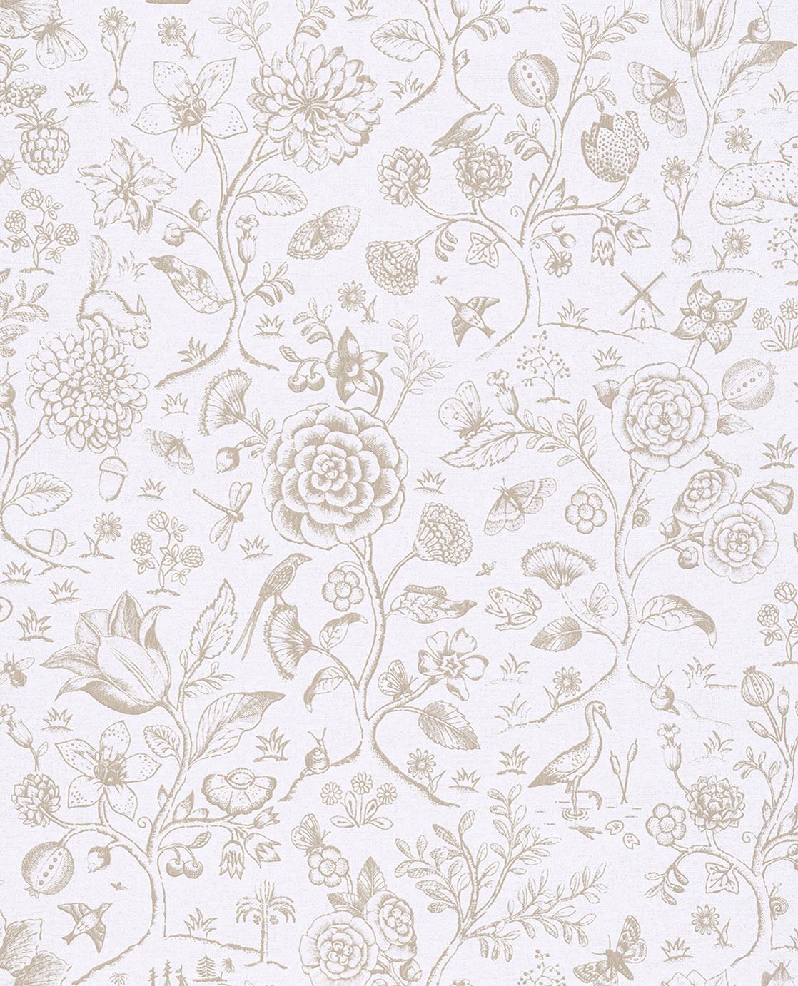 EIJFFINGER Pip Studio IV 375010 - Afbeelding 1 - Wit, Landelijk, Romantisch, Pip Studio, Dieren, Vogels, Bloemen