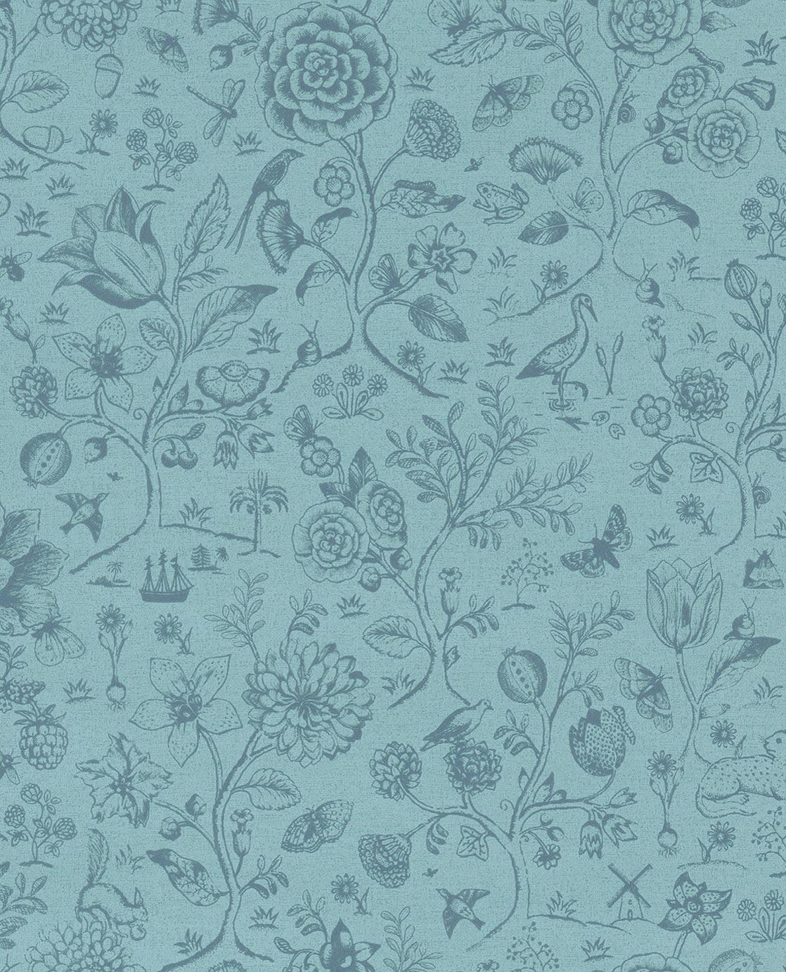 EIJFFINGER Pip Studio IV 375012 - Afbeelding 1 - Blauw, Landelijk, Romantisch, Pip Studio, Dieren, Vogels, Bloemen