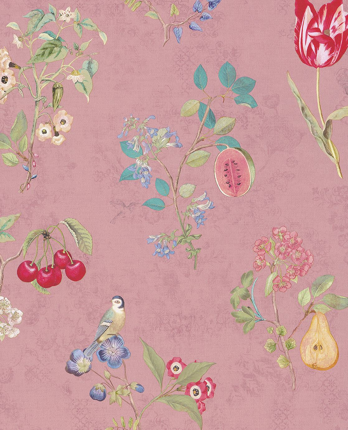 EIJFFINGER Pip Studio IV 375023 - Afbeelding 1 - Rood, Landelijk, Romantisch, Pip Studio, Vogels, Bloemen