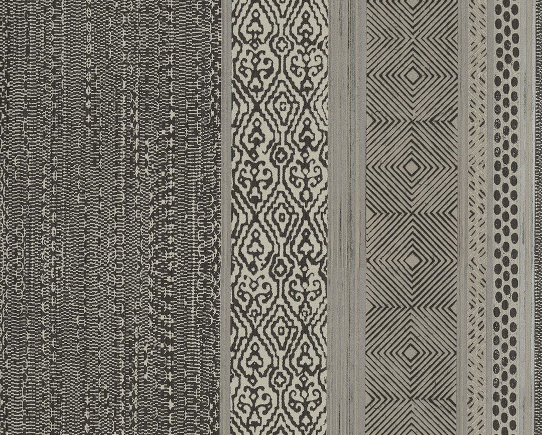EIJFFINGER Siroc 376023 - Afbeelding 1 - Zwart / Grijs, Scandinavisch, Stoer, Industrieel, Strepen