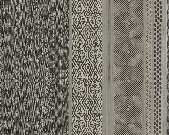 EIJFFINGER Siroc 376023 - Afbeelding 1 - Zwart / Grijs, Scandinavisch, Stoer, Industrieel, Strepen