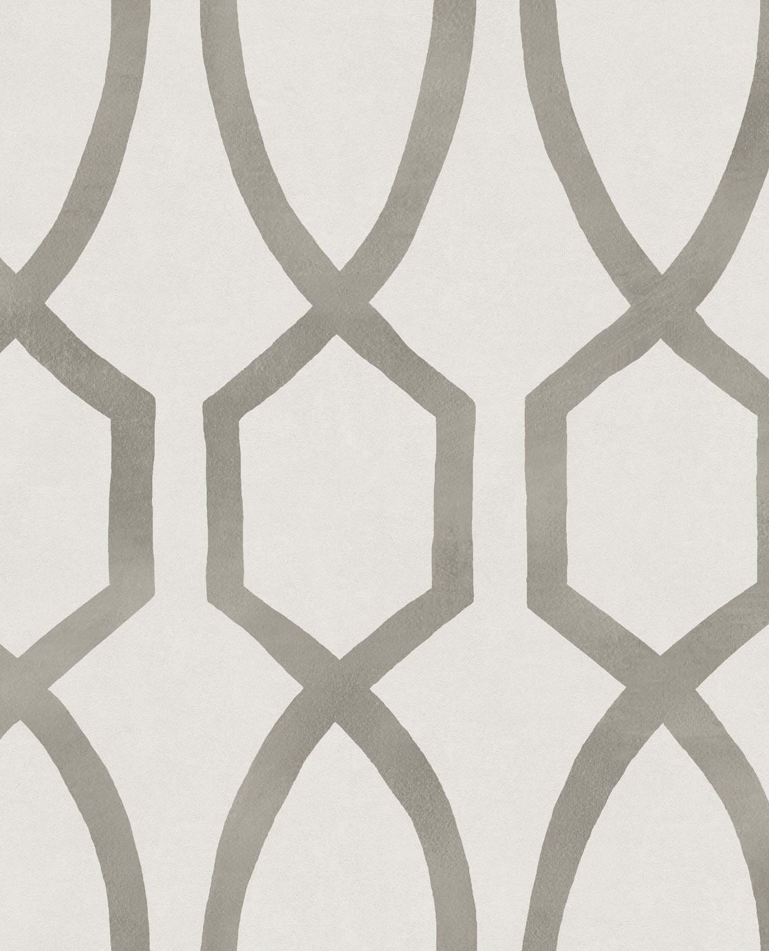 EIJFFINGER Stripes+ 377042 - Afbeelding 1 - Naturel, Wit, Zwart / Grijs, Retro, Vintage, Strepen, Grafisch