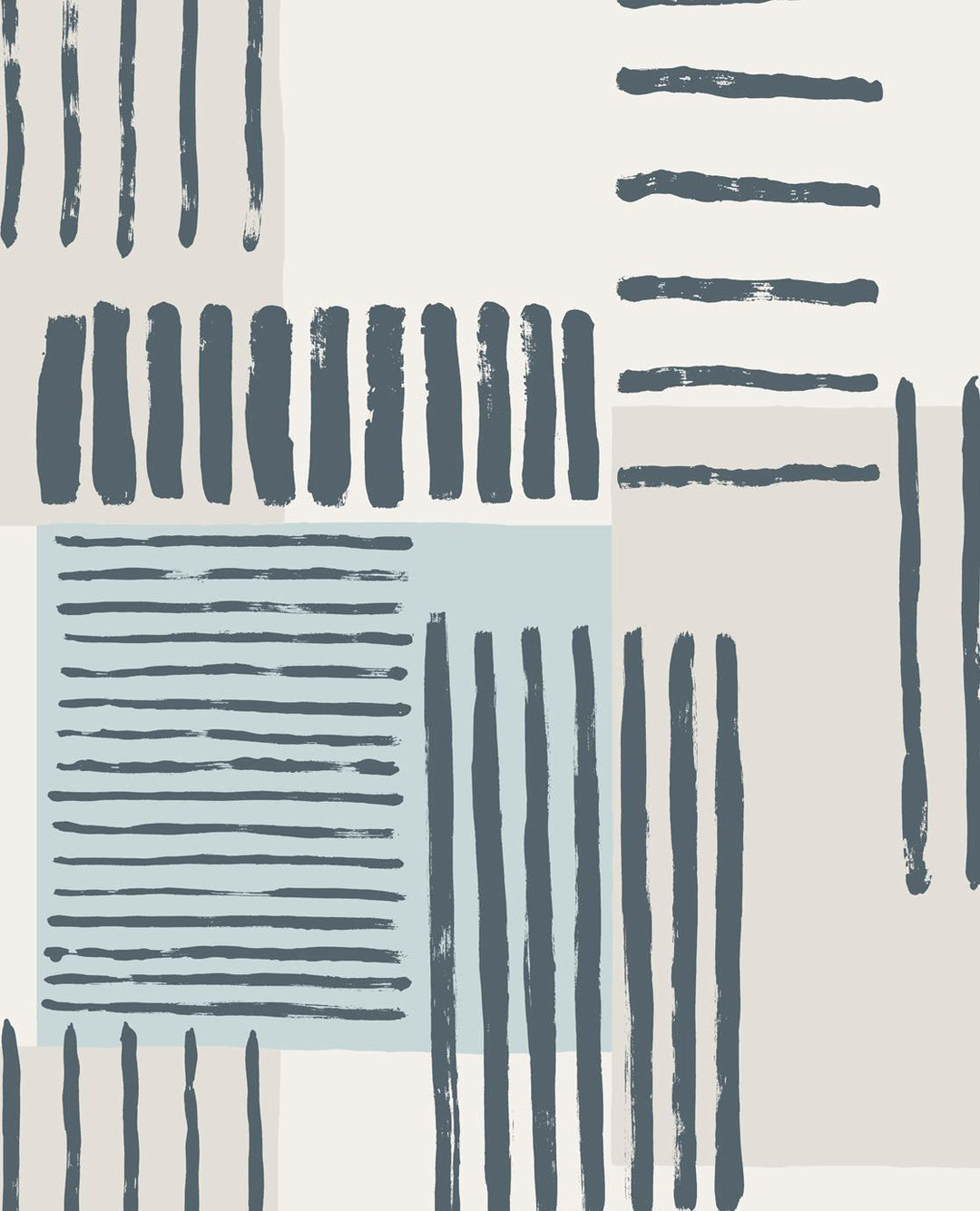 EIJFFINGER Stripes+ 377131 - Afbeelding 1 - Blauw, Groen, Retro, Vintage, Strepen