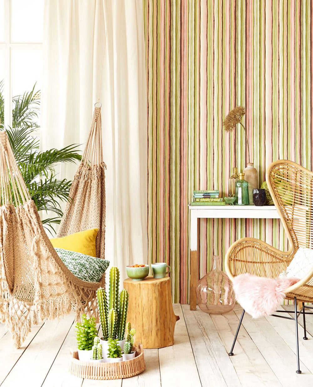 EIJFFINGER Stripes+ 377015 - Afbeelding 2 - Multi, Naturel, Scandinavisch, Retro, Vintage, Basic, Strepen