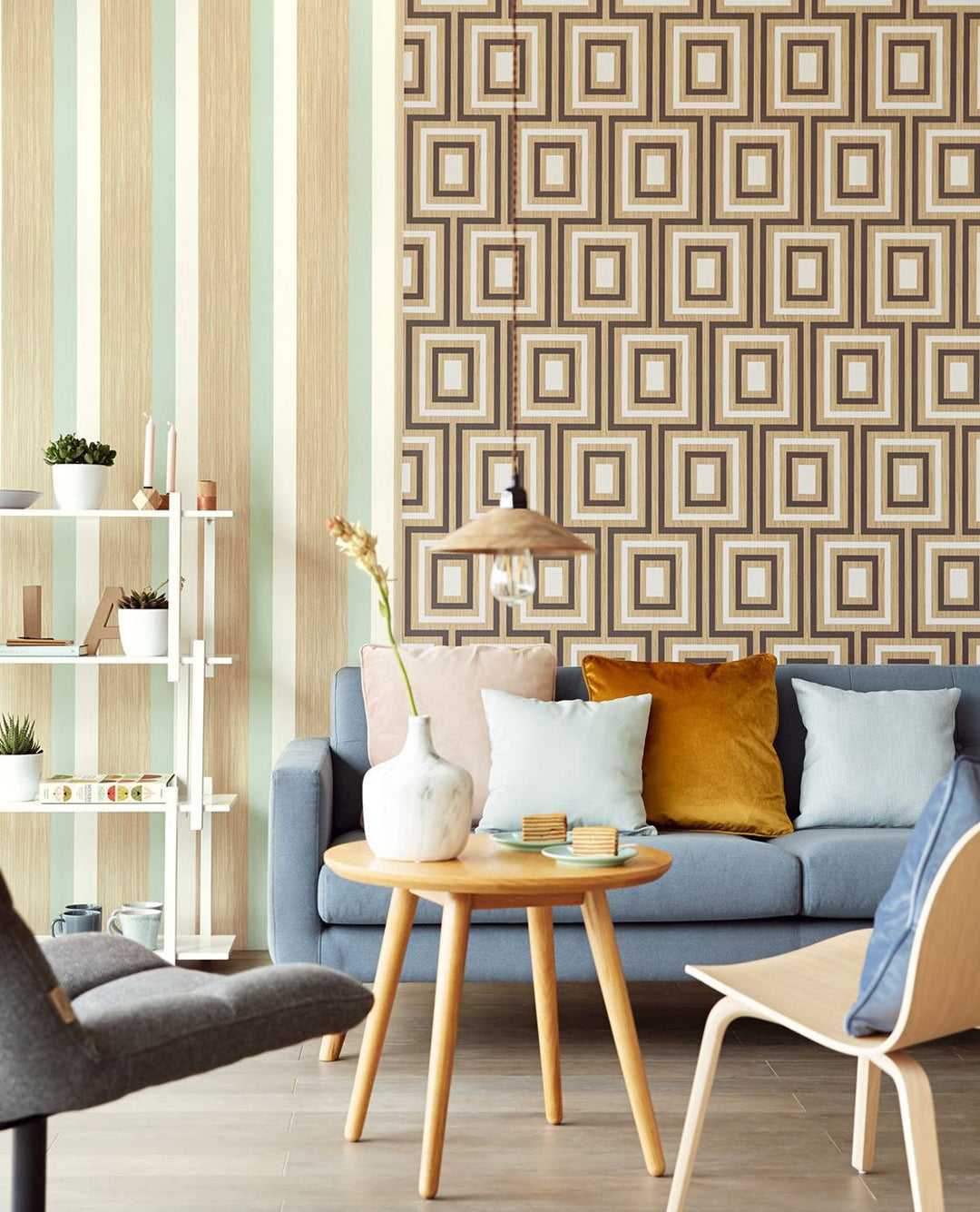 EIJFFINGER Stripes+ 377023 - Afbeelding 3 - Naturel, Retro, Vintage, Stoer, Industrieel, Strepen, Geometrisch