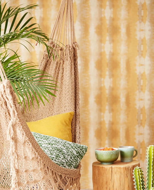 EIJFFINGER Stripes+ 377080 - Afbeelding 2 - Naturel, Geel, Scandinavisch, Retro, Vintage, Basic, Strepen, Fantasie