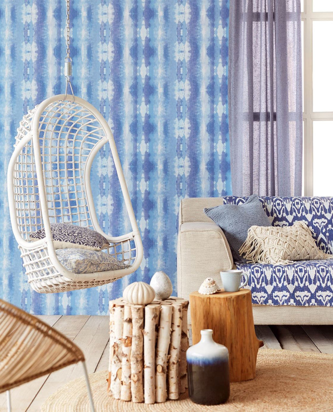 EIJFFINGER Stripes+ 377082 - Afbeelding 2 - Blauw, Scandinavisch, Retro, Vintage, Basic, Strepen, Fantasie