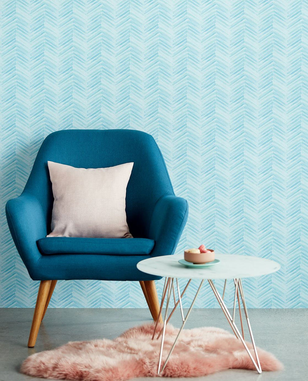 EIJFFINGER Stripes+ 377094 - Afbeelding 2 - Naturel, Blauw, Groen, Scandinavisch, Retro, Vintage, Basic, Strepen