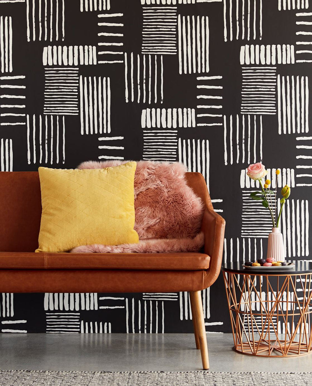 EIJFFINGER Stripes+ 377133 - Afbeelding 2 - Zwart / Grijs, Retro, Vintage, Strepen