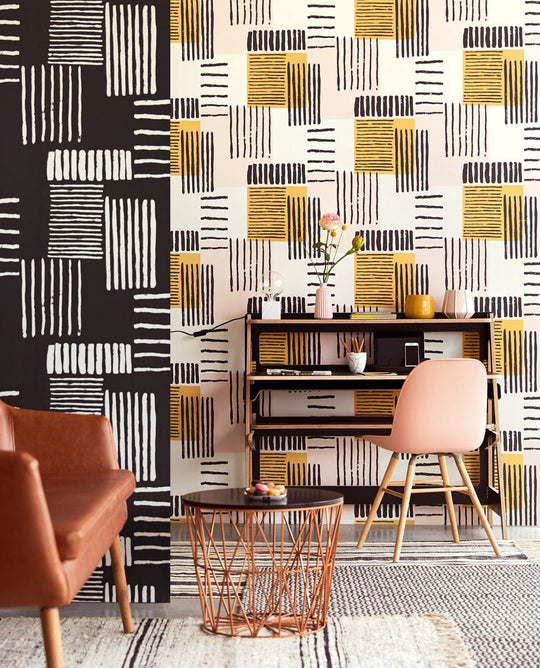 EIJFFINGER Stripes+ 377133 - Afbeelding 3 - Zwart / Grijs, Retro, Vintage, Strepen