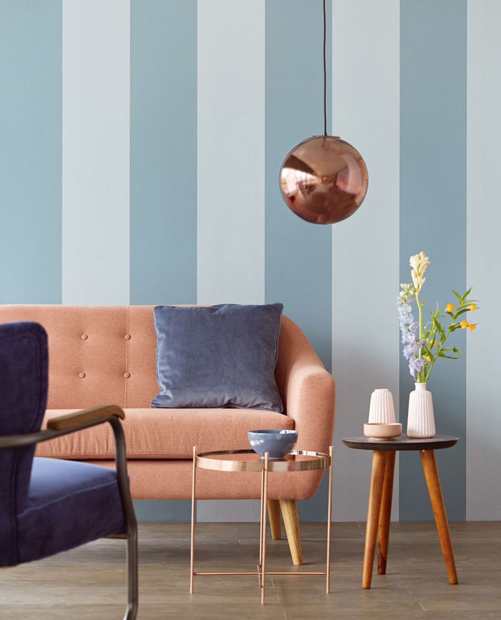 EIJFFINGER Stripes+ 377154 - Afbeelding 2 - Blauw, Groen, Landelijk, Klassiek, Strepen