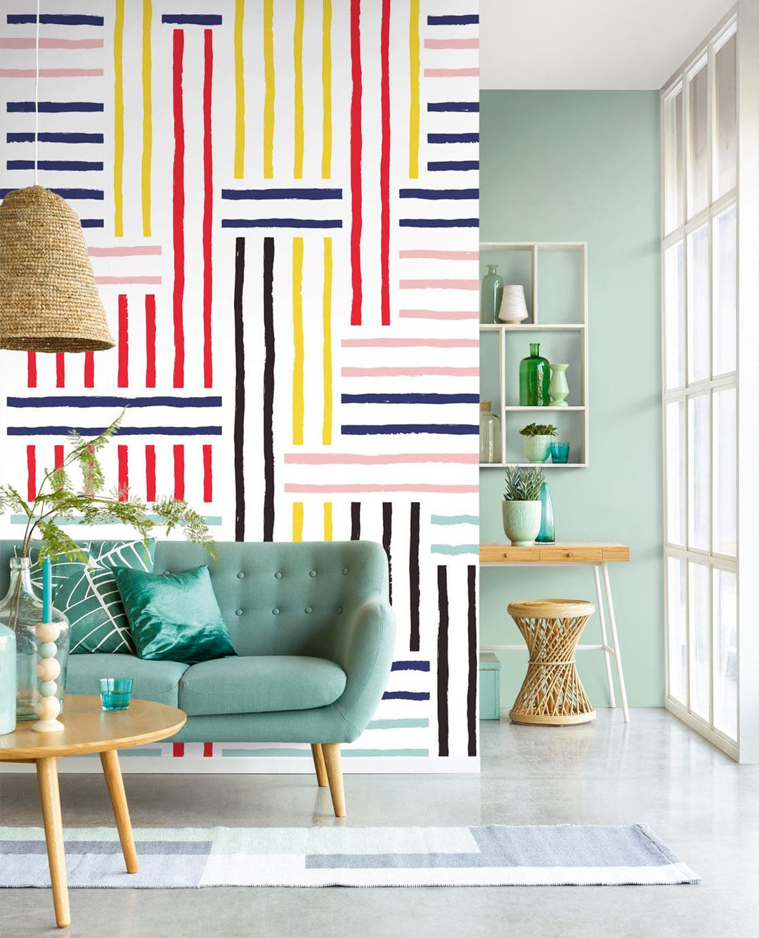 EIJFFINGER Stripes+ 377204 - Afbeelding 2 - Multi, Retro, Vintage, Stoer, Industrieel, Strepen, Geometrisch 