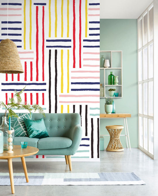 EIJFFINGER Stripes+ 377204 - Afbeelding 2 - Multi, Retro, Vintage, Stoer, Industrieel, Strepen, Geometrisch 