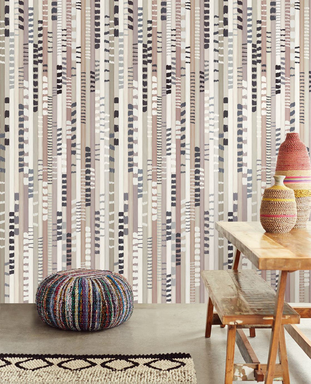 EIJFFINGER Stripes+ 377214 - Afbeelding 2 - Naturel, Naturel, Zwart / Grijs, Stoer, Industrieel, Strepen