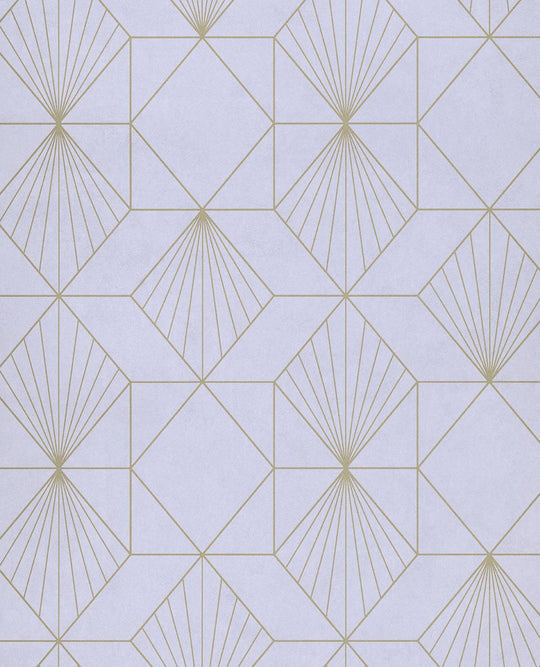 EIJFFINGER Geonature 366070 - Afbeelding 1 - Naturel, Paars, Goud, Scandinavisch, Retro, Vintage, Ruiten, Grafisch, Geometrisch
