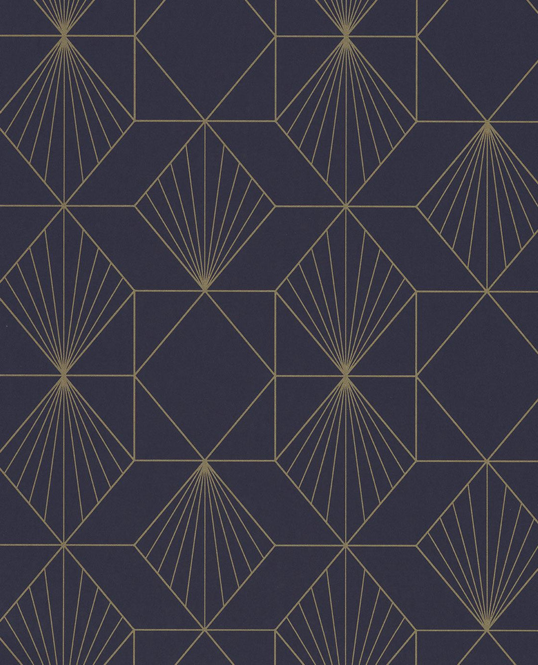EIJFFINGER Geonature 366072 - Afbeelding 1 - Blauw, Goud, Retro, Vintage, Ruiten, Grafisch, Geometrisch