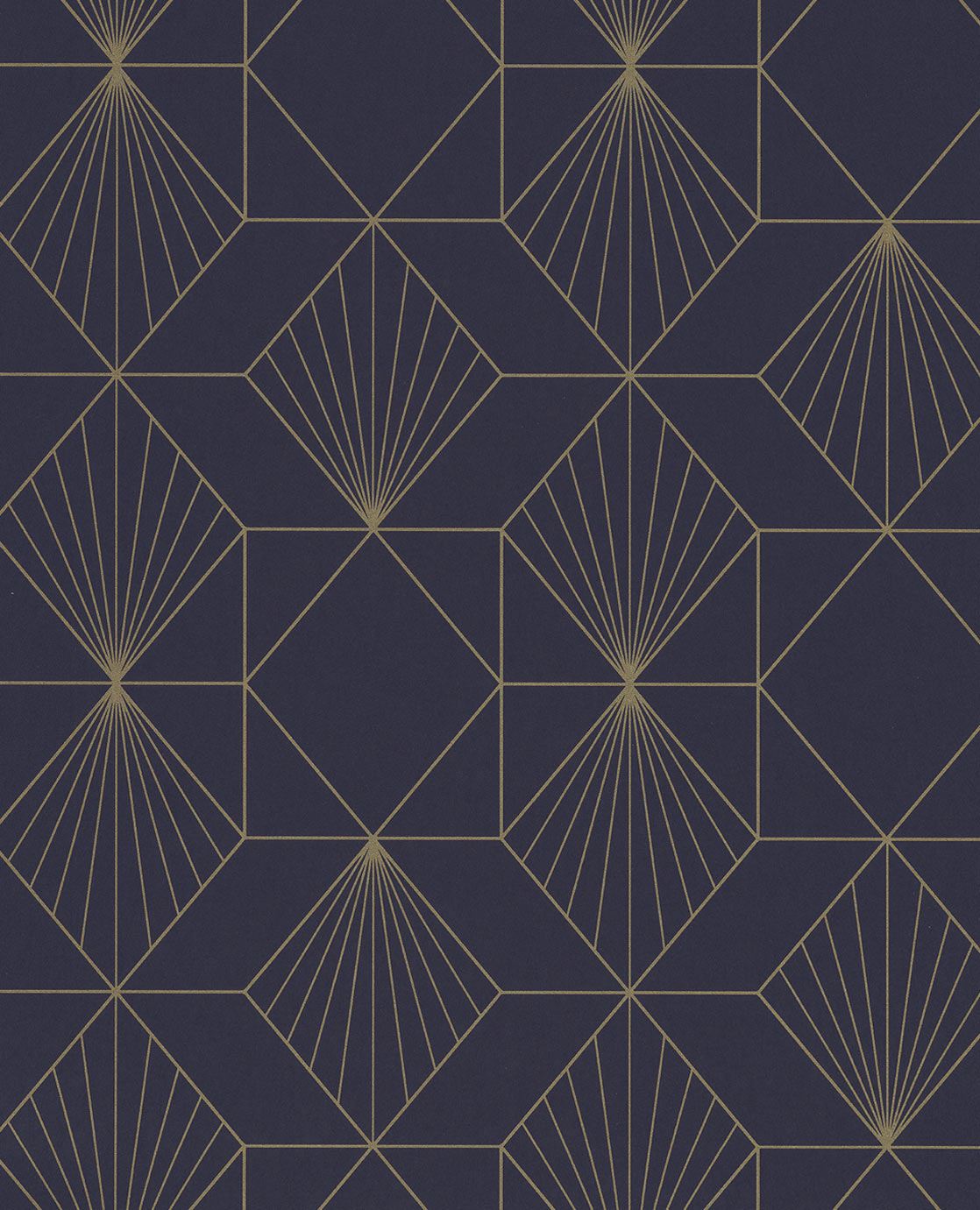 EIJFFINGER Geonature 366072 - Afbeelding 1 - Blauw, Goud, Retro, Vintage, Ruiten, Grafisch, Geometrisch