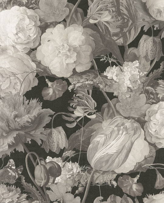 EIJFFINGER Masterpiece 358001 - Afbeelding 1 - Zwart / Grijs, Romantisch, Klassiek, Bloemen