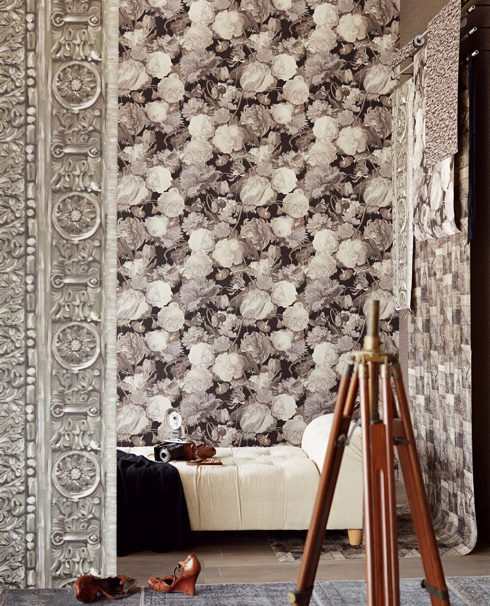 EIJFFINGER Masterpiece 358001 - Afbeelding 2 - Zwart / Grijs, Romantisch, Klassiek, Bloemen