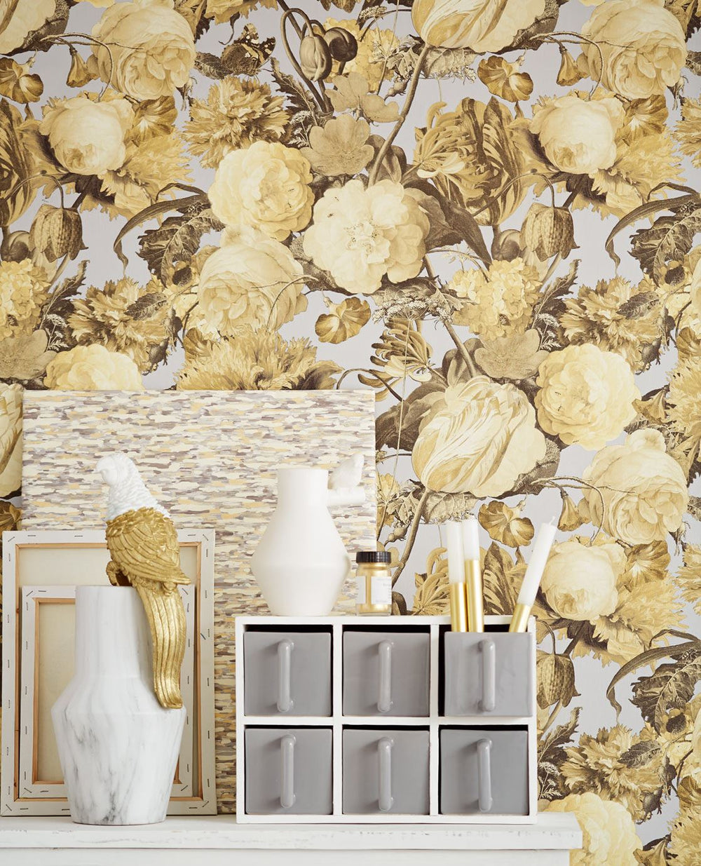 EIJFFINGER Masterpiece 358004 - Afbeelding 2 - Geel, Goud, Romantisch, Klassiek, Bloemen