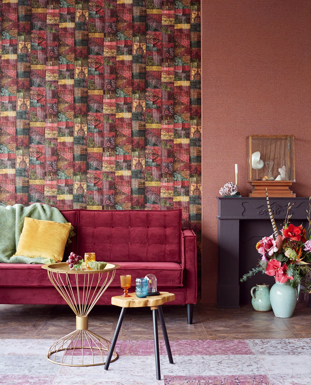 EIJFFINGER Masterpiece 358030 - Afbeelding 2 - Multi, Rood, Retro, Vintage, Etnisch, Klassiek, Structuren