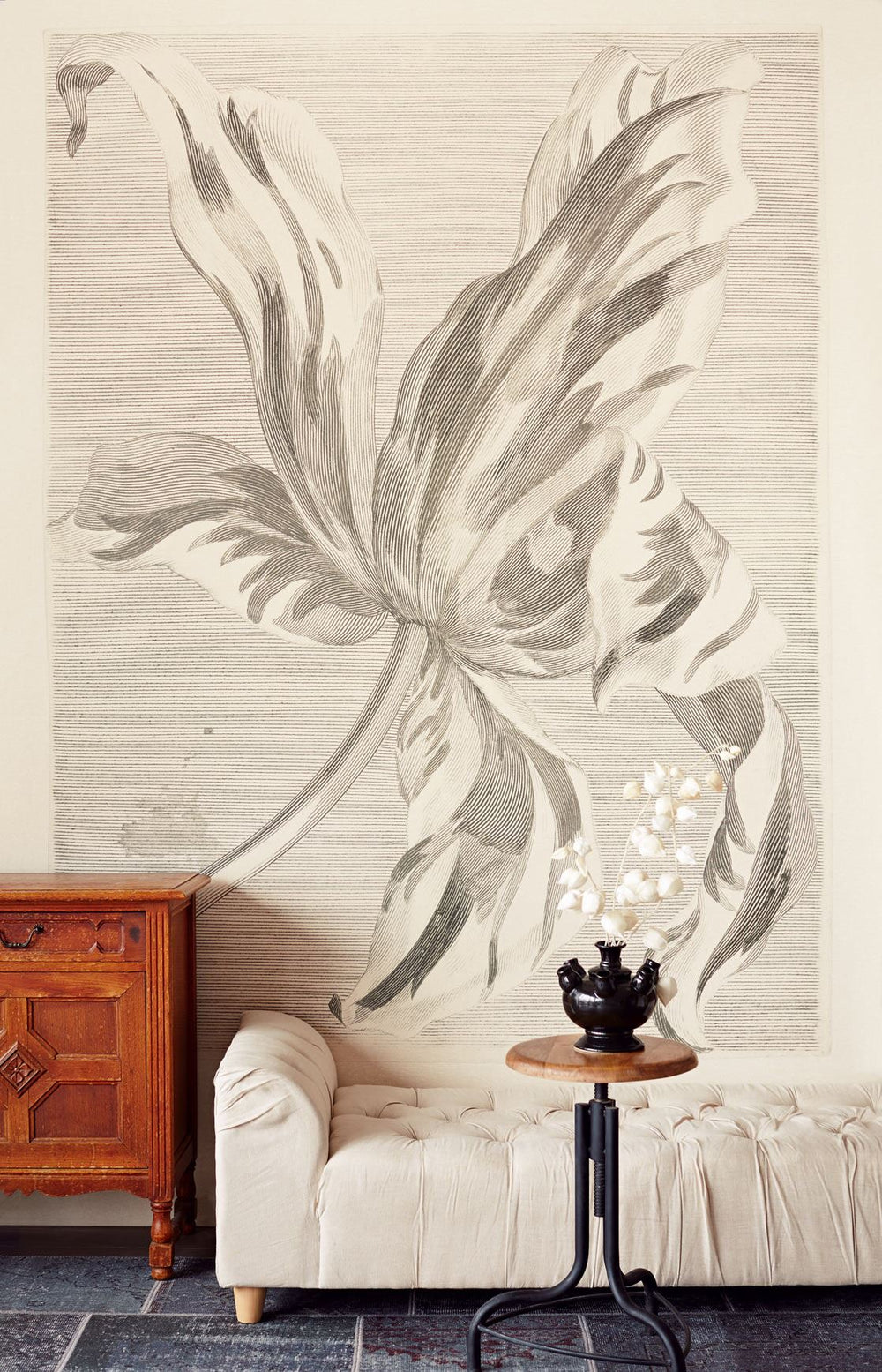 EIJFFINGER Masterpiece 358117 - Afbeelding 2 - Wit, Zwart / Grijs, Klassiek, Bloemen