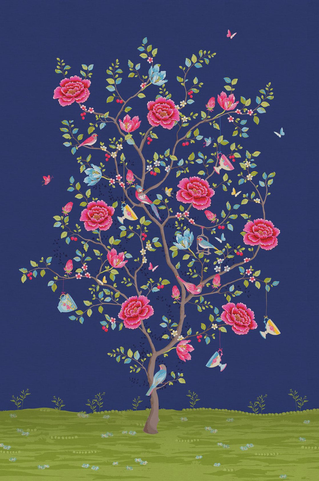 EIJFFINGER Pip Studio III 341093 - Afbeelding 1 - Multi, Blauw, Kinderkamer, Pip Studio, Vogels, Bloemen