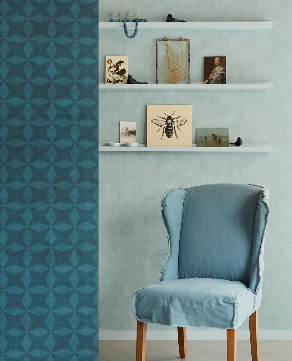 EIJFFINGER Lino 379023 - Afbeelding 2 - Blauw, Landelijk, Basic, Stoer, Industrieel, Grafisch, Geometrisch