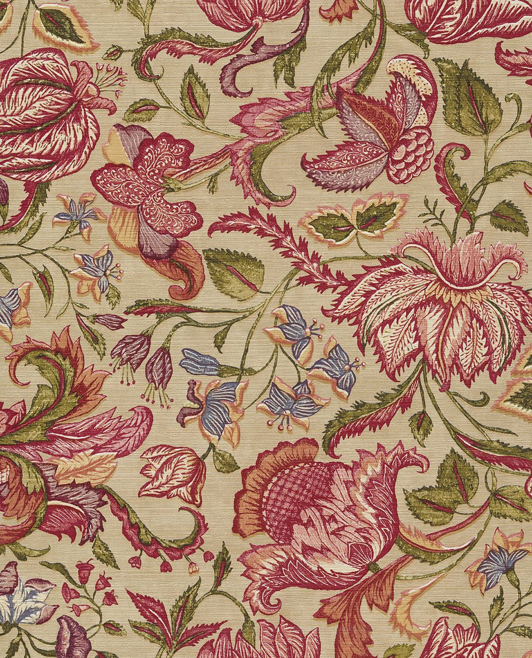 EIJFFINGER Sundari 375102 - Afbeelding 1 - Naturel, Multi, Rood, Romantisch, Etnisch, Klassiek, Bloemen
