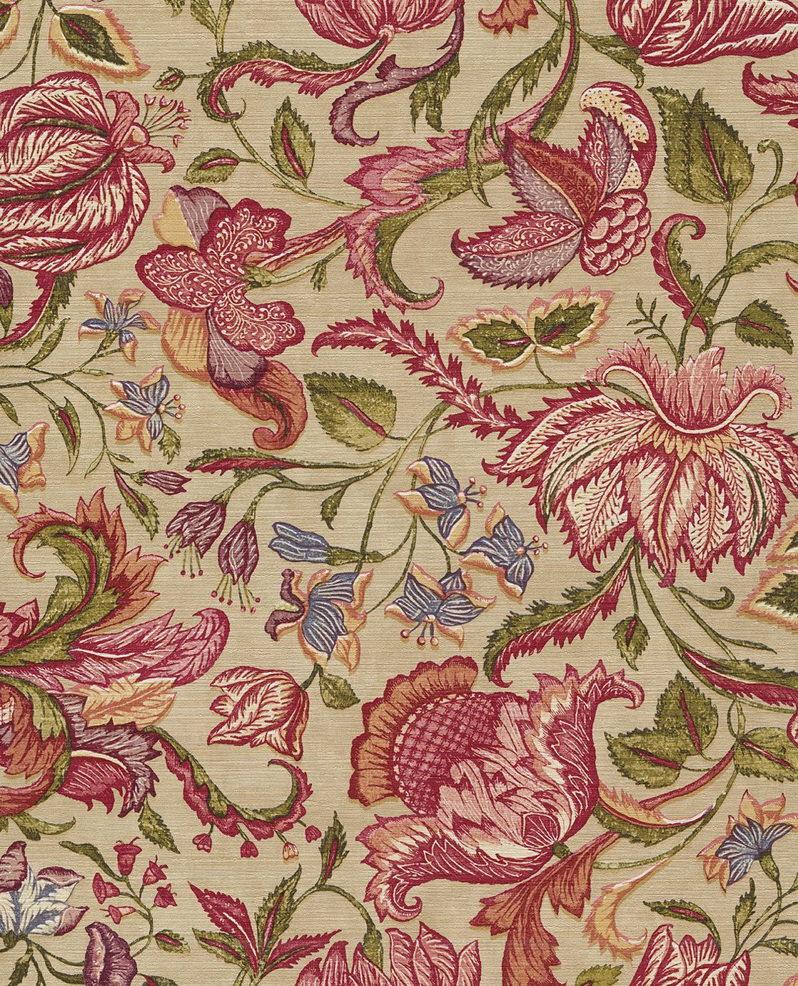 EIJFFINGER Sundari 375102 - Afbeelding 1 - Naturel, Multi, Rood, Romantisch, Etnisch, Klassiek, Bloemen