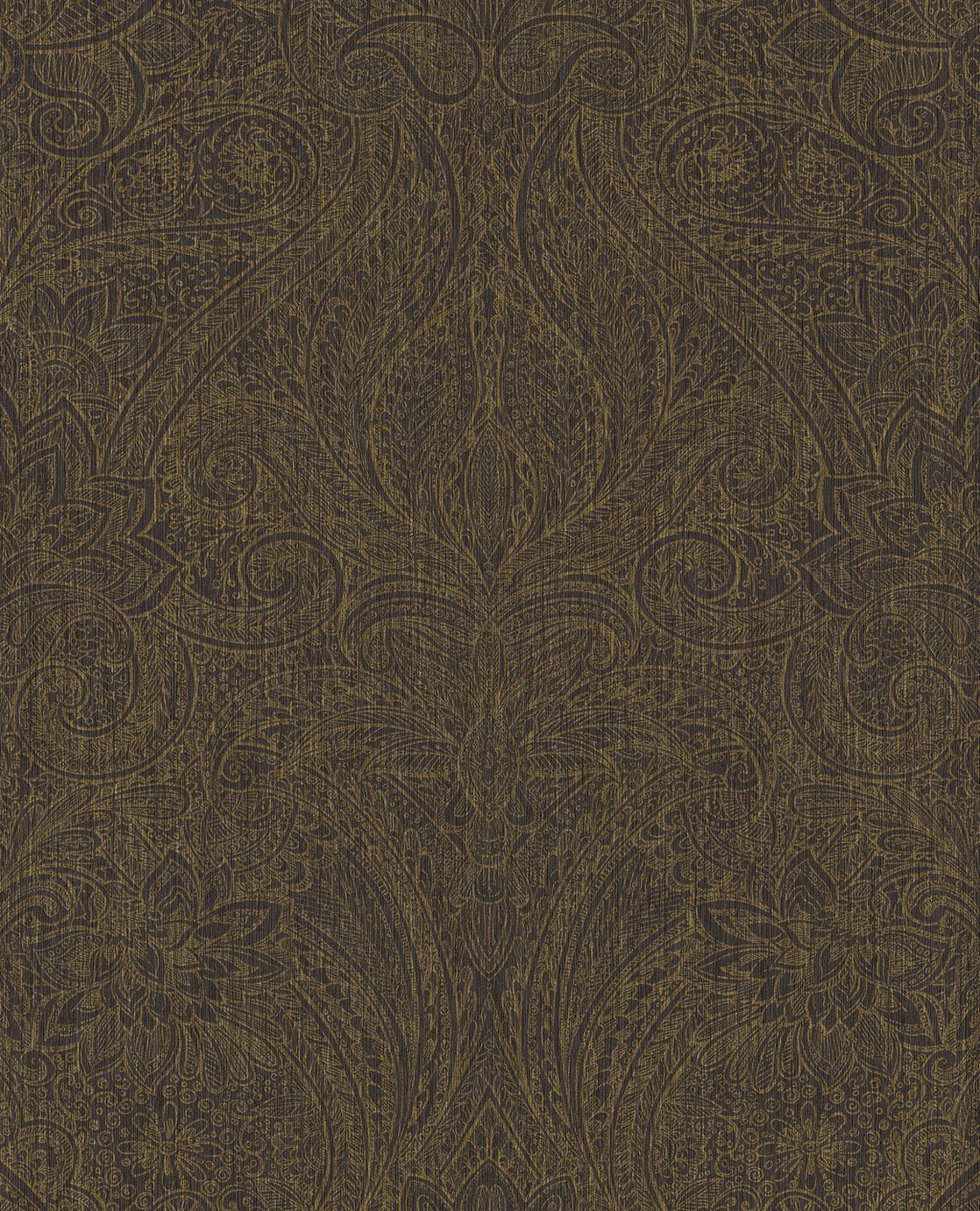 EIJFFINGER Sundari 375126 - Afbeelding 1 - Zwart / Grijs, Etnisch, Klassiek, Chic, Glamour, Ornamenten