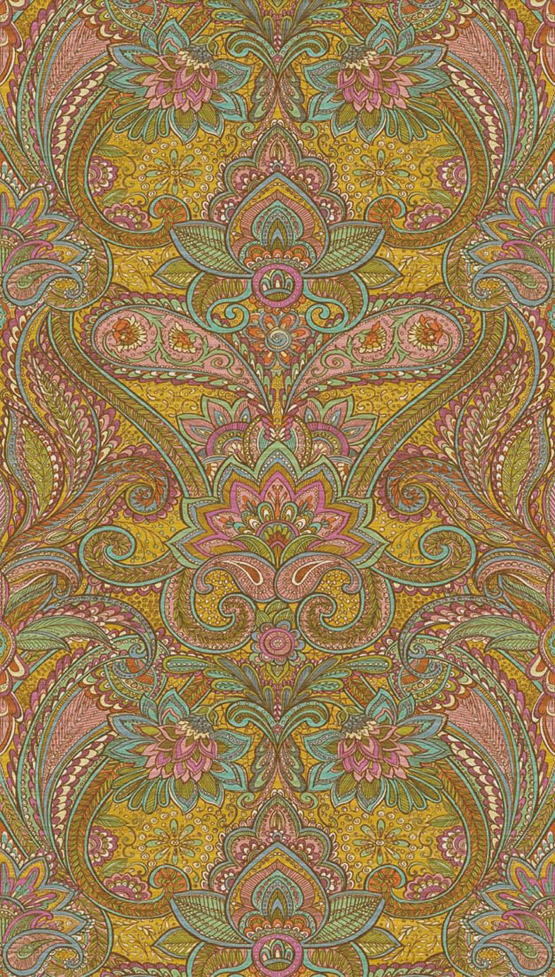 EIJFFINGER Sundari 375206 - Afbeelding 1 - Multi, Geel, Etnisch, Klassiek, Chic, Glamour, Ornamenten, Bloemen