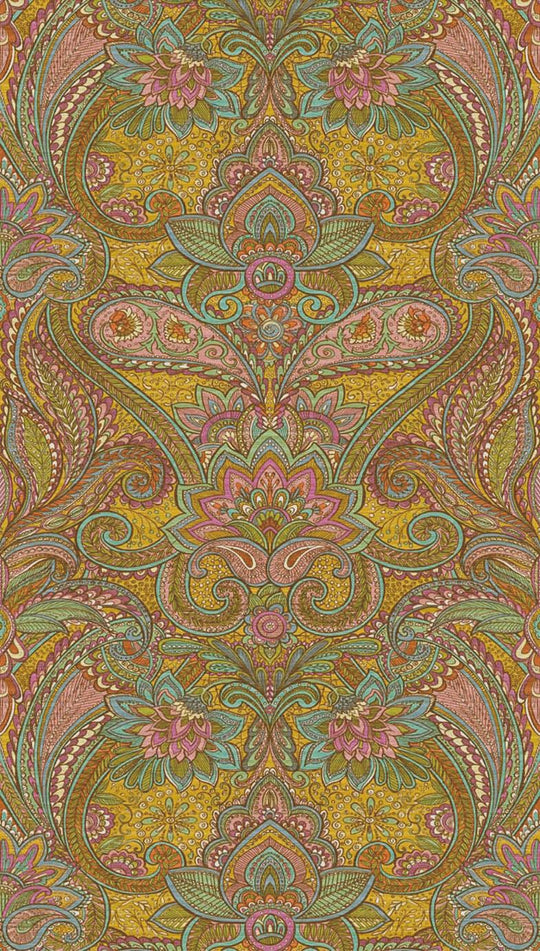 EIJFFINGER Sundari 375206 - Afbeelding 1 - Multi, Geel, Etnisch, Klassiek, Chic, Glamour, Ornamenten, Bloemen