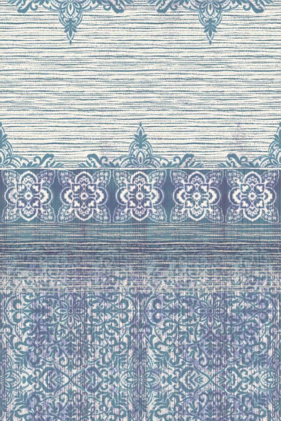 EIJFFINGER Sundari 375216 - Afbeelding 1 - Blauw, Etnisch, Ornamenten, Fantasie