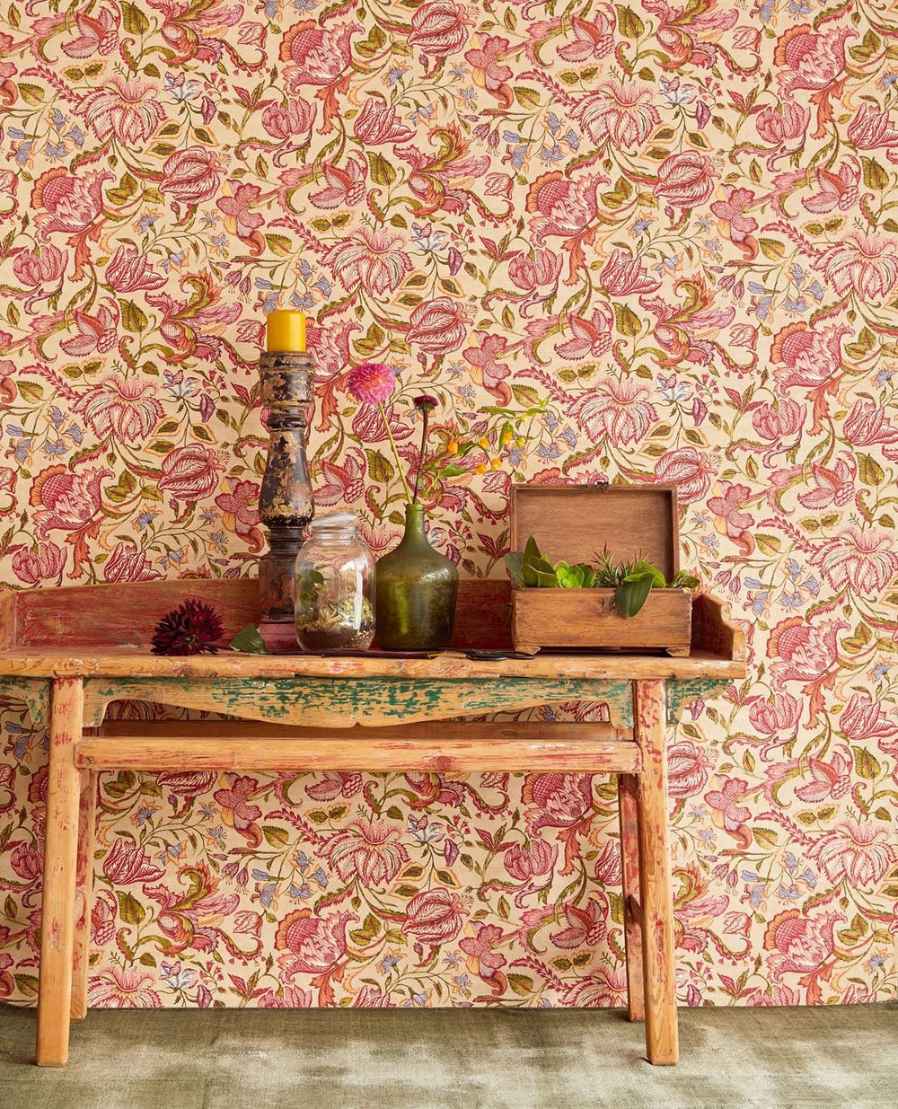 EIJFFINGER Sundari 375102 - Afbeelding 2 - Naturel, Multi, Rood, Romantisch, Etnisch, Klassiek, Bloemen