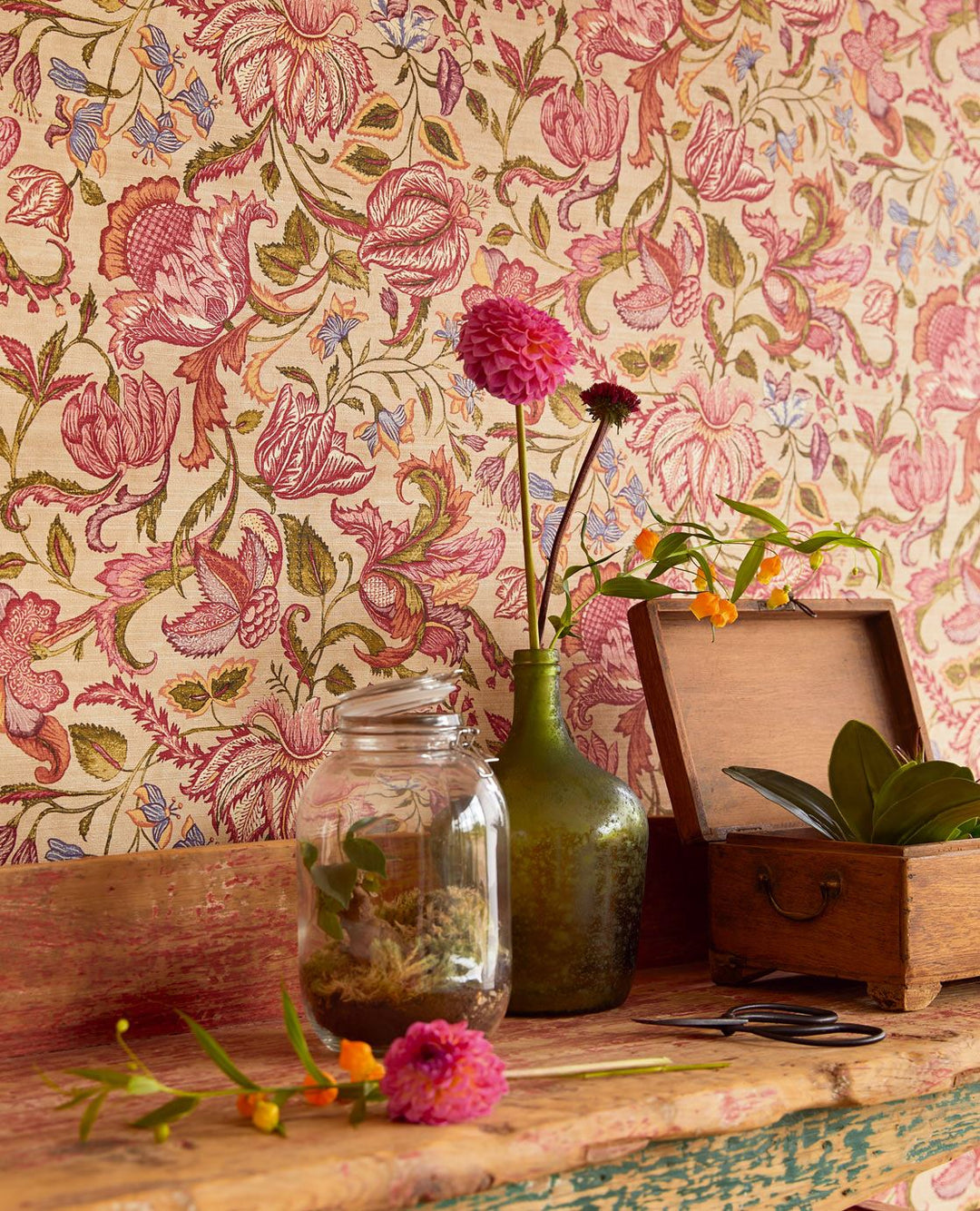 EIJFFINGER Sundari 375102 - Afbeelding 3 - Naturel, Multi, Rood, Romantisch, Etnisch, Klassiek, Bloemen