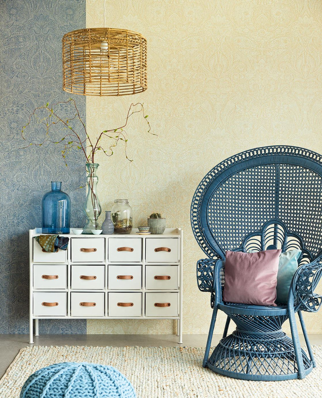 EIJFFINGER Sundari 375122 - Afbeelding 3 - Naturel, Blauw, Groen, Landelijk, Romantisch, Klassiek, Ornamenten
