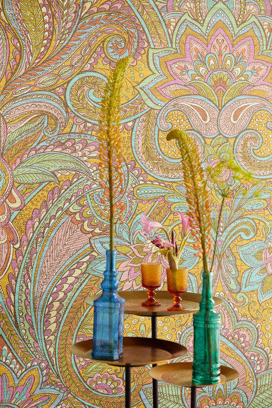 EIJFFINGER Sundari 375206 - Afbeelding 2 - Multi, Geel, Etnisch, Klassiek, Chic, Glamour, Ornamenten, Bloemen