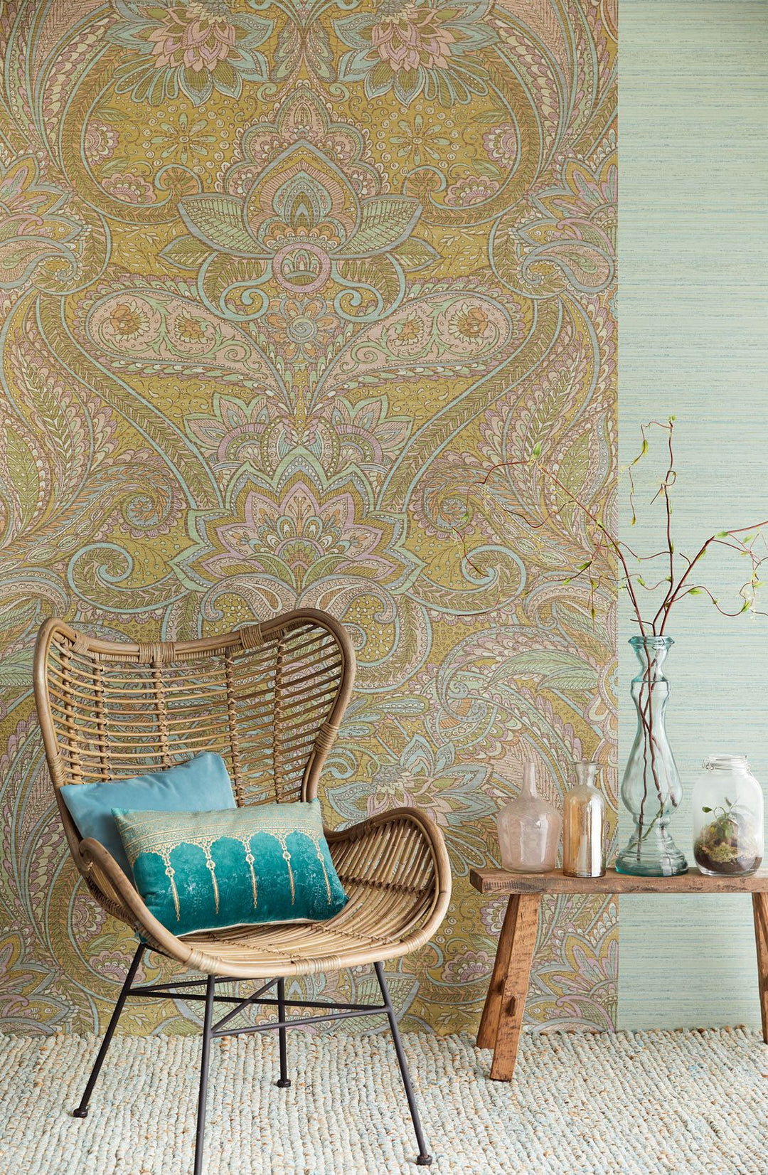 EIJFFINGER Sundari 375207 - Afbeelding 2 - Multi, Naturel, Groen, Etnisch, Klassiek, Chic, Glamour, Ornamenten, Bloemen