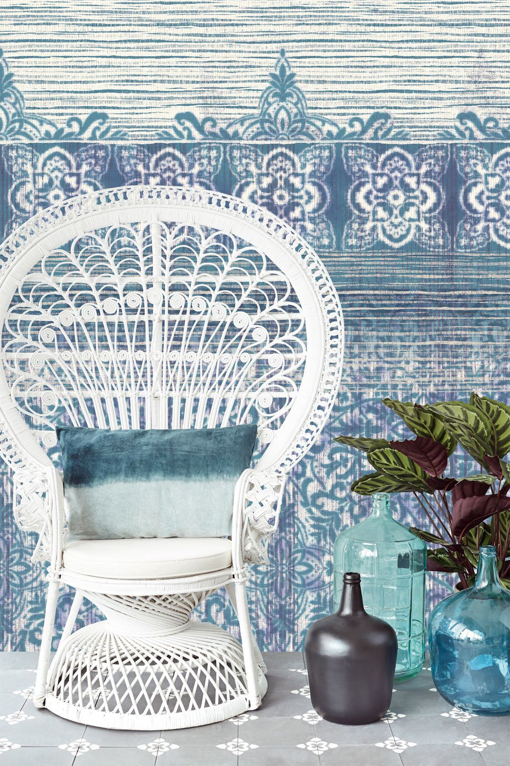 EIJFFINGER Sundari 375216 - Afbeelding 2 - Blauw, Etnisch, Ornamenten, Fantasie