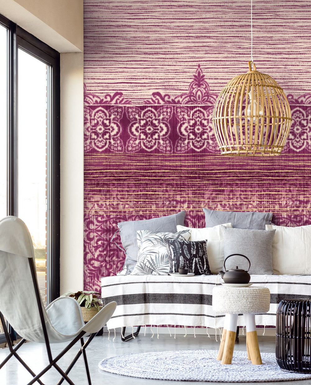 EIJFFINGER Sundari 375217 - Afbeelding 2 - Rood, Paars, Etnisch, Ornamenten, Fantasie