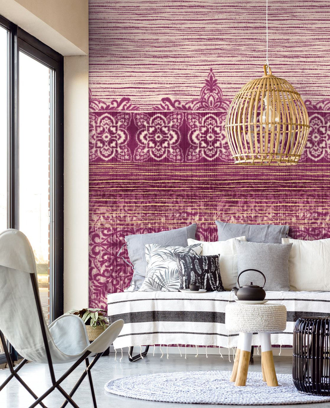 EIJFFINGER Sundari 375217 - Afbeelding 2 - Rood, Paars, Etnisch, Ornamenten, Fantasie