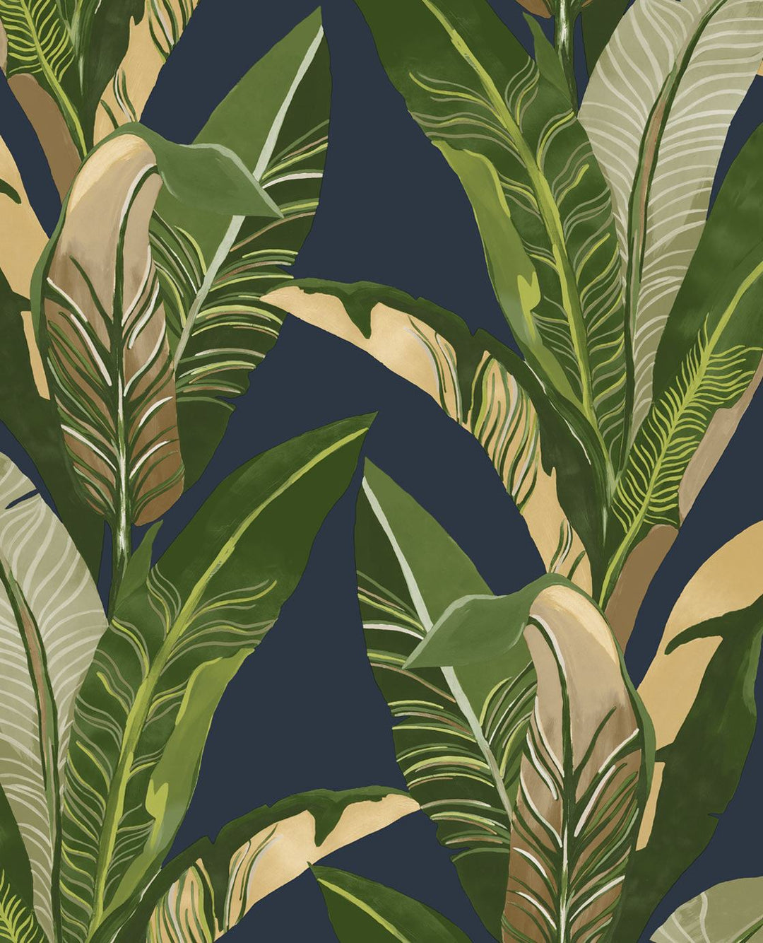 EIJFFINGER Vivid 384504 - Afbeelding 1 - Multi, Blauw, Retro, Vintage, Etnisch, Natuurlijk, Bladeren
